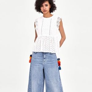 Zara Die-cut pompom top